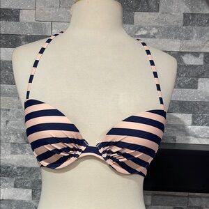 Aerie Swim Bikini Top 34 B Perkier Push-Up Stripe Strappy